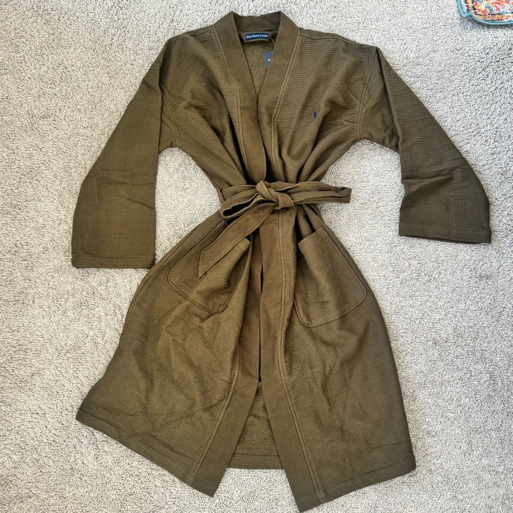 Polo Ralph Lauren Olive Waffle knit Robe NWT